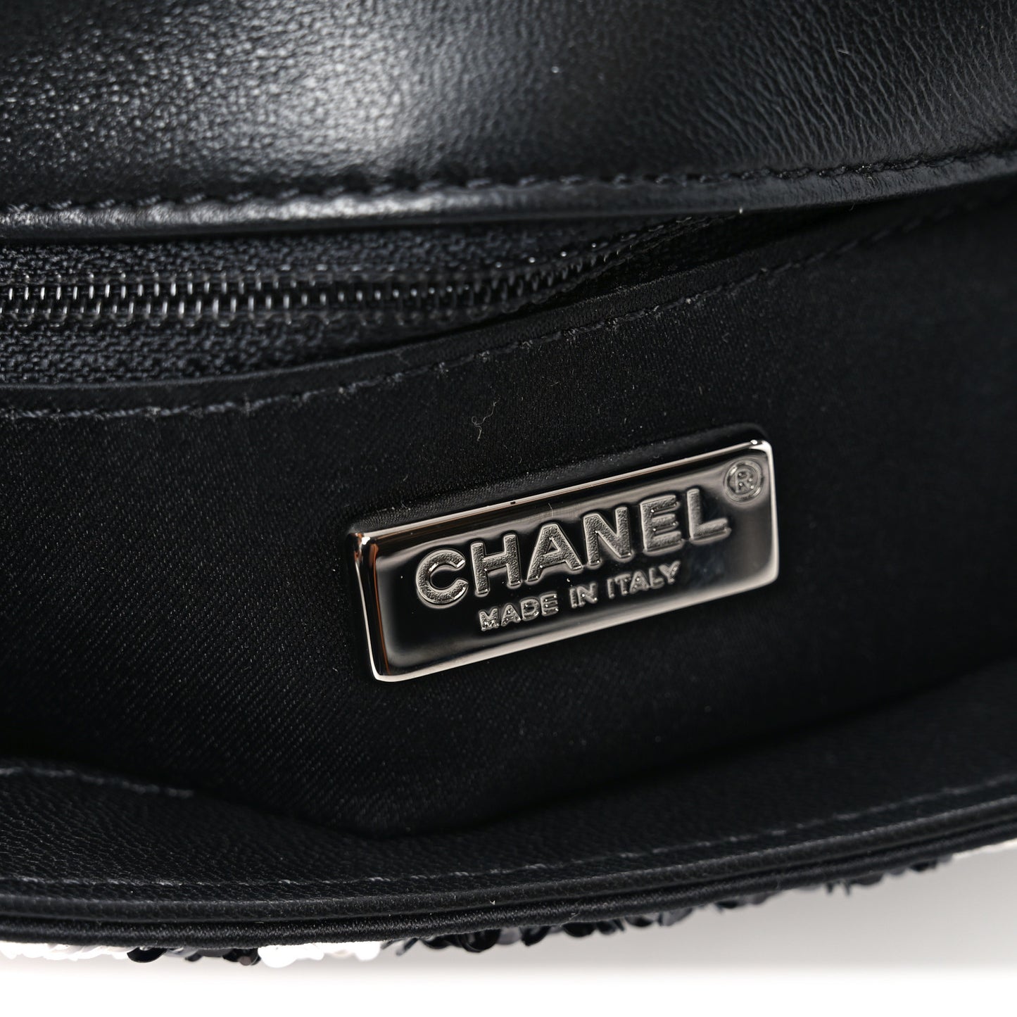 Sequin Mini Rectangular Flap Black White