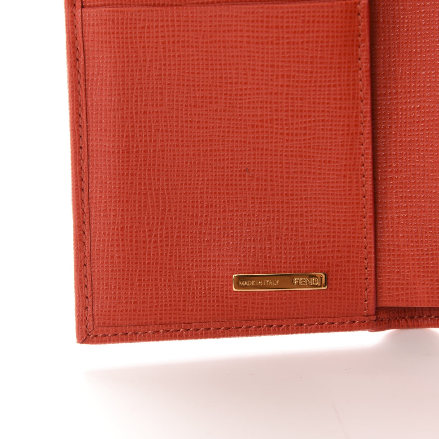 Fendi Zucca Spalmati Vitello Elite Tri-Fold Wallet Tobacco Papavero 7 of 9