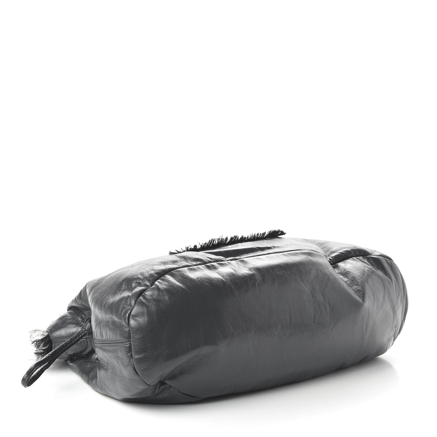 Tweed Lambskin Drawstring Tweedy Tote Dark Grey