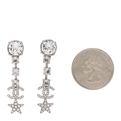 Chanel Crystal Starfall Drop CC Earrings Silver 2 of 5