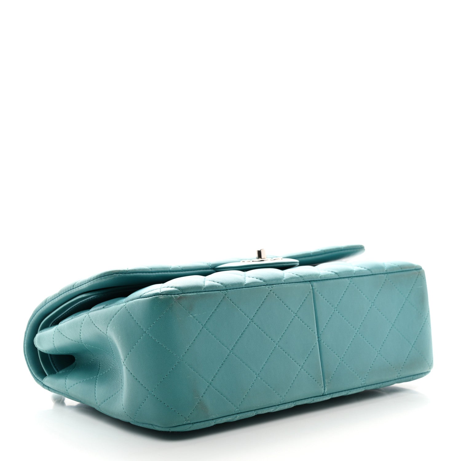 Chanel Lambskin Quilted Jumbo Double Flap Turquoise 4 of 14