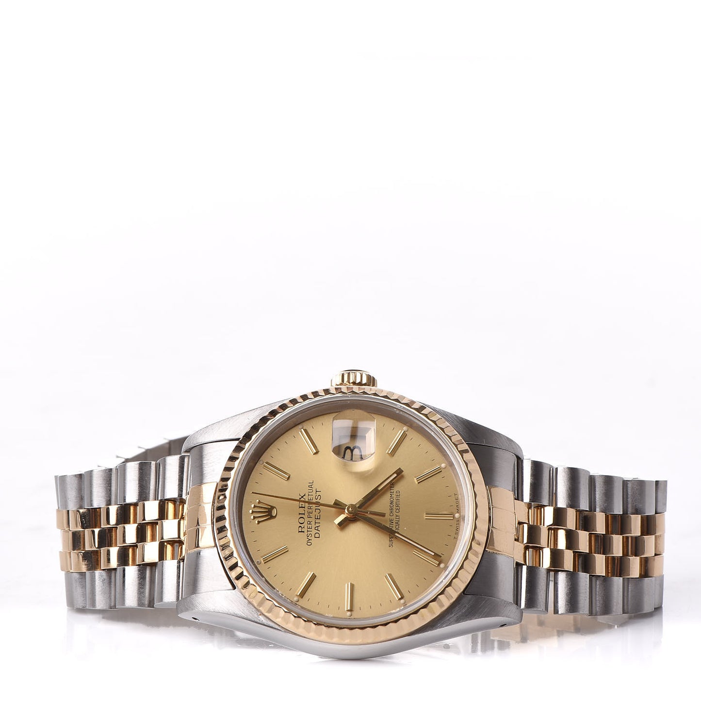 Stainless Steel 18K Yellow Gold 36mm Oyster Perpetual Datejust Watch Champagne 16233