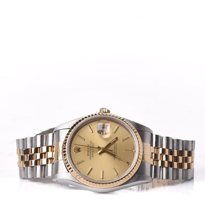 Rolex Stainless Steel 18K Yellow Gold 36mm Oyster Perpetual Datejust Watch Champagne 16233 3 of 8