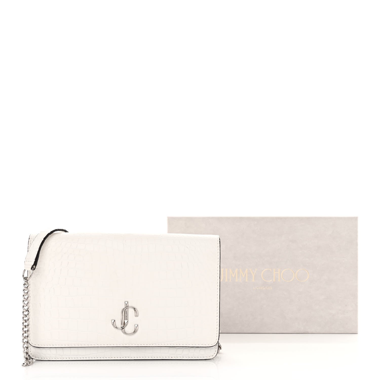 Jimmy Choo Calfskin Crocodile Embossed Palace Crossbody Latte 11 of 11