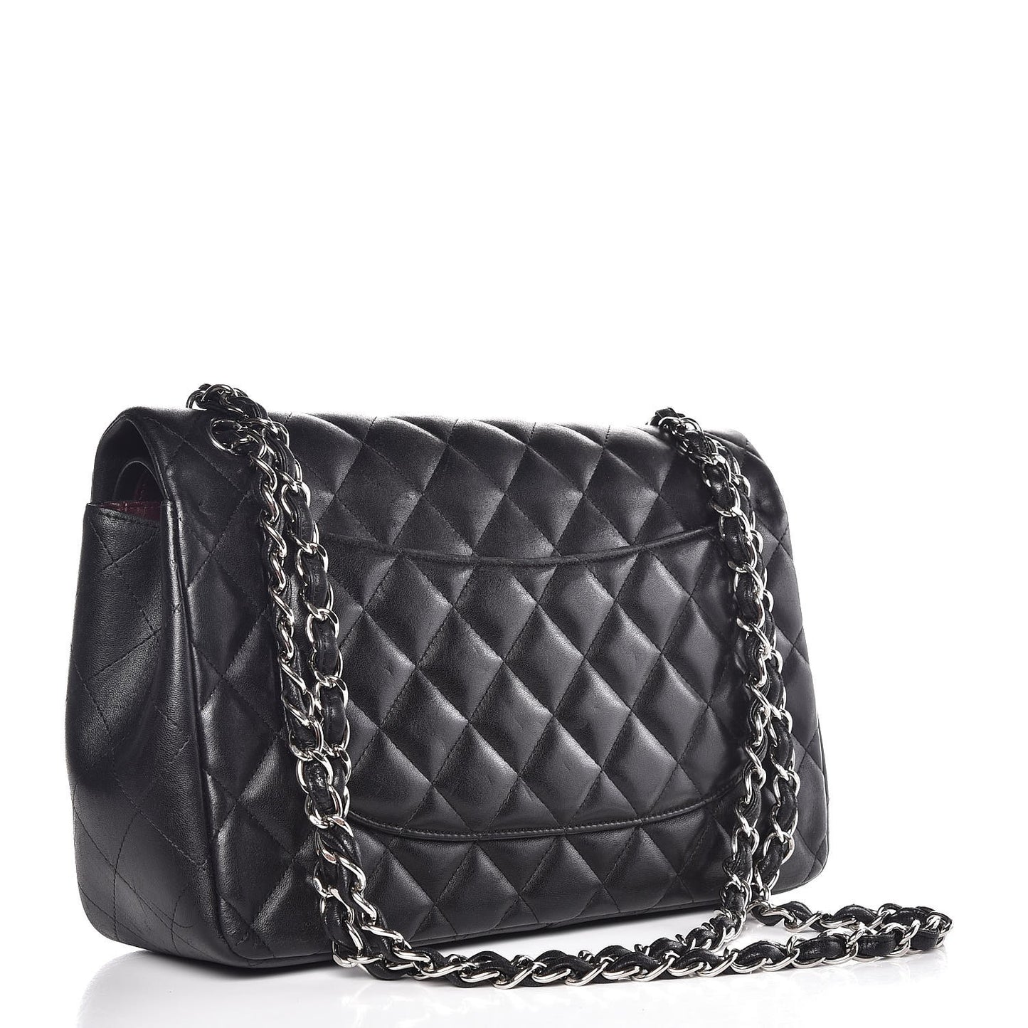 Lambskin Quilted Jumbo Double Flap Black