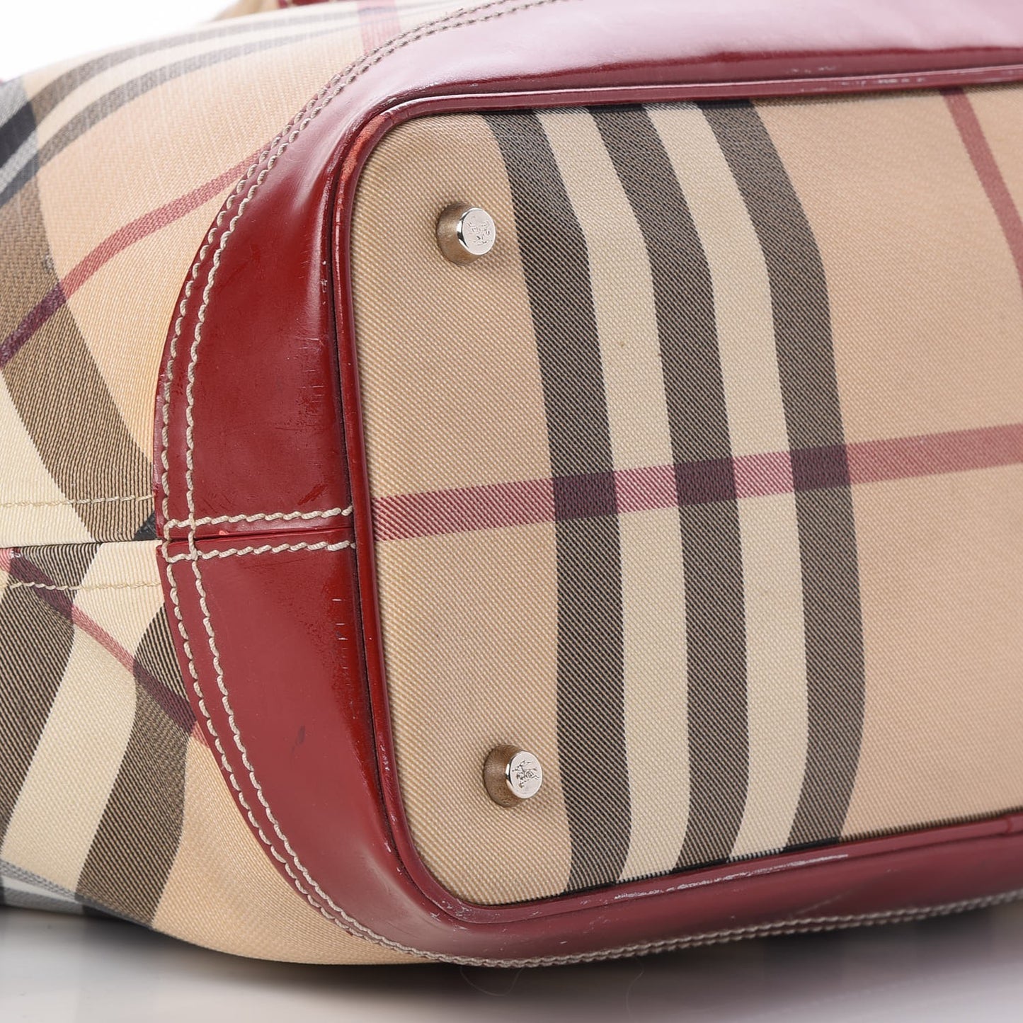 Patent Nova Check Nautical Tote Berry Red