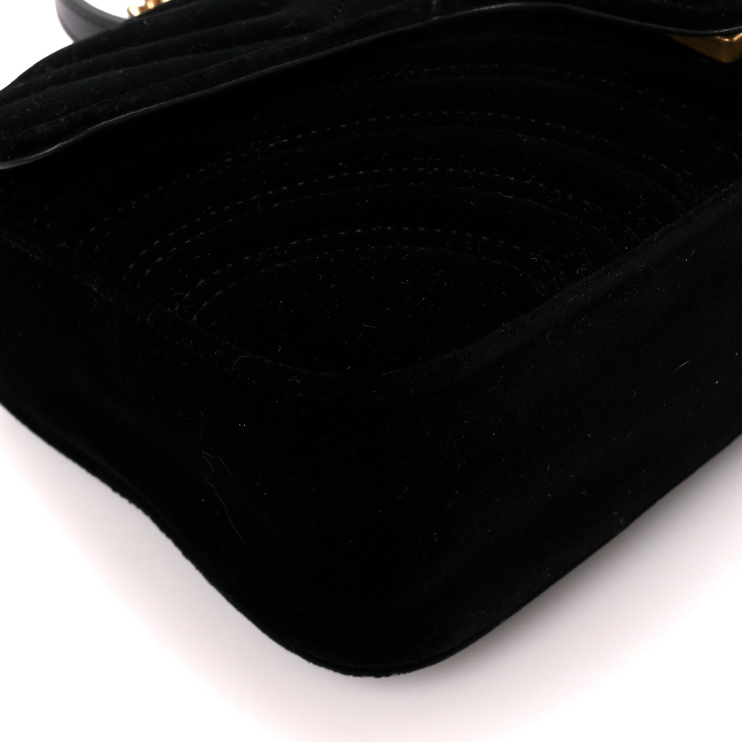 Velvet Matelasse Small GG Marmont Shoulder Bag Black