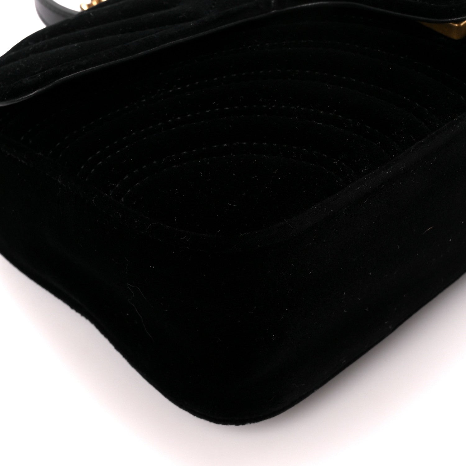 Gucci Velvet Matelasse Small GG Marmont Shoulder Bag Black 10 of 11