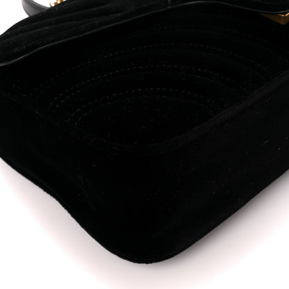 Gucci Velvet Matelasse Small GG Marmont Shoulder Bag Black 10 of 11