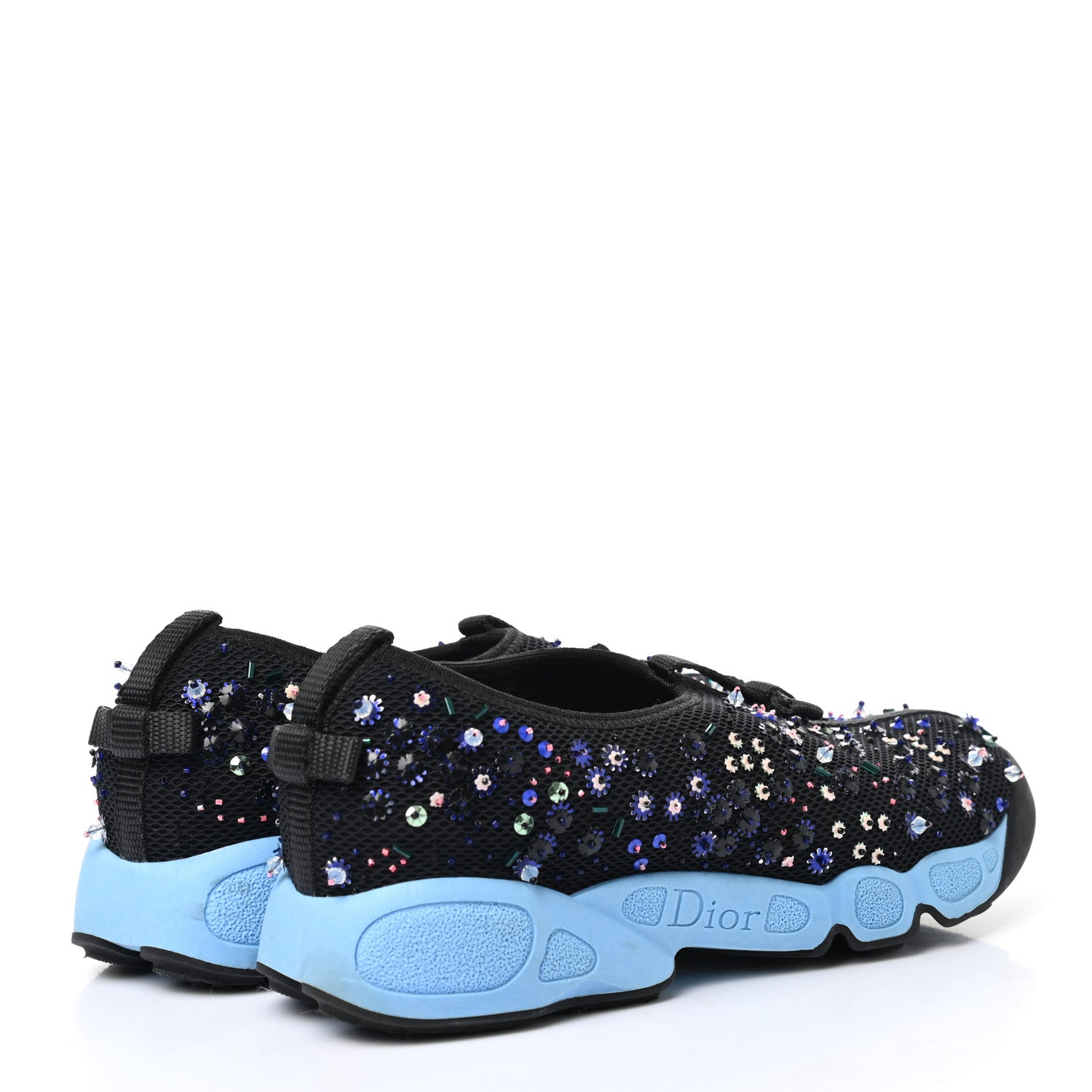 Christian Dior Technical Canvas Embellished Dior Fusion Sneakers 36.5 Black Blue 4 of 10