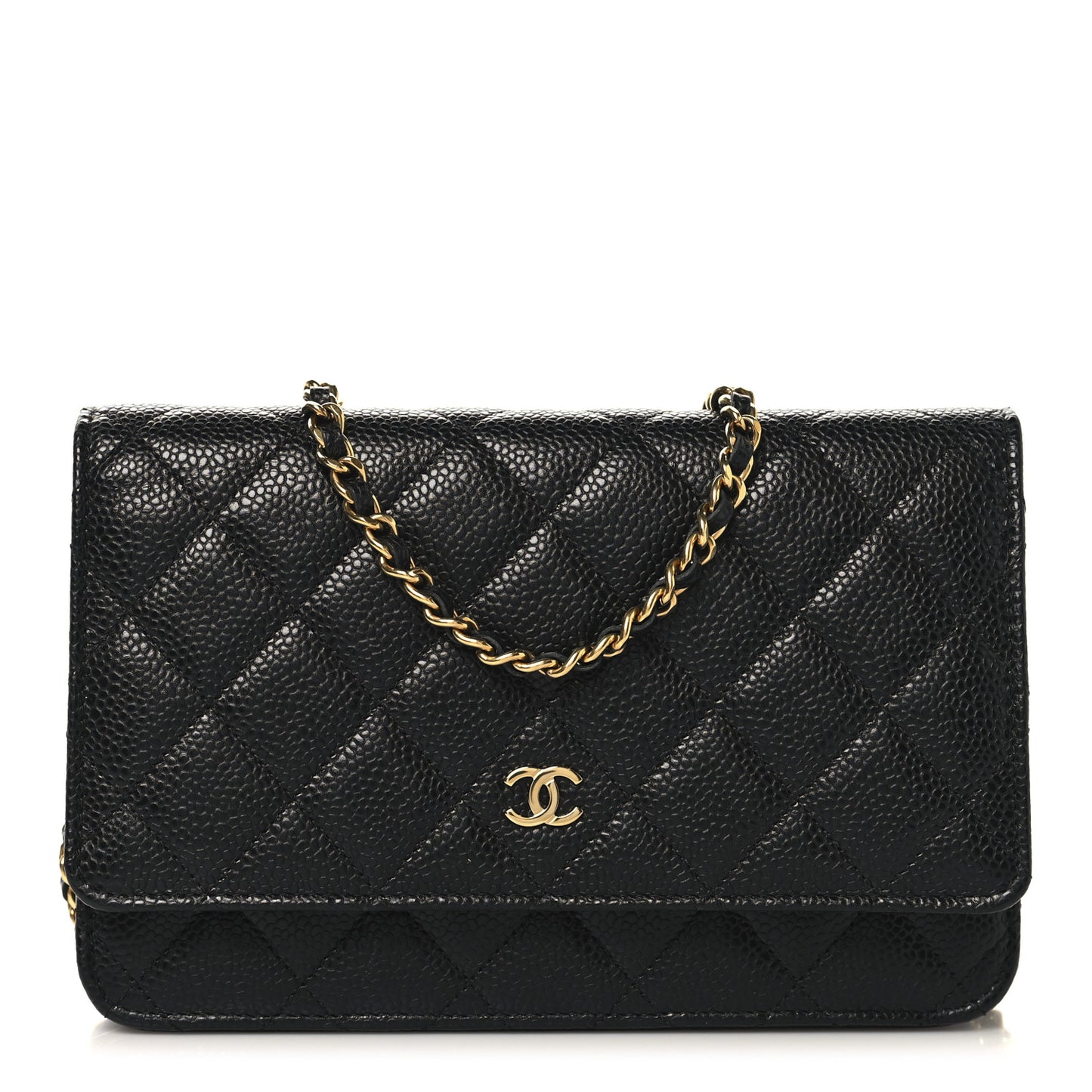 Caviar Quilted Wallet on Chain WOC Black