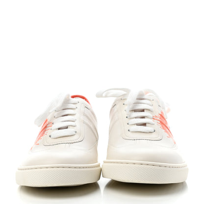 Hermes Swift Printed Peinture Fraiche Quicker Sneakers 37.5 White Orange 2 of 4