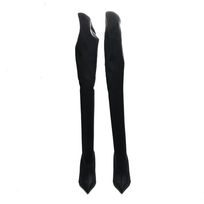 Balenciaga Spandex Pointed Toe Knife 110mm Thigh High Boots  35 Black 2 of 6