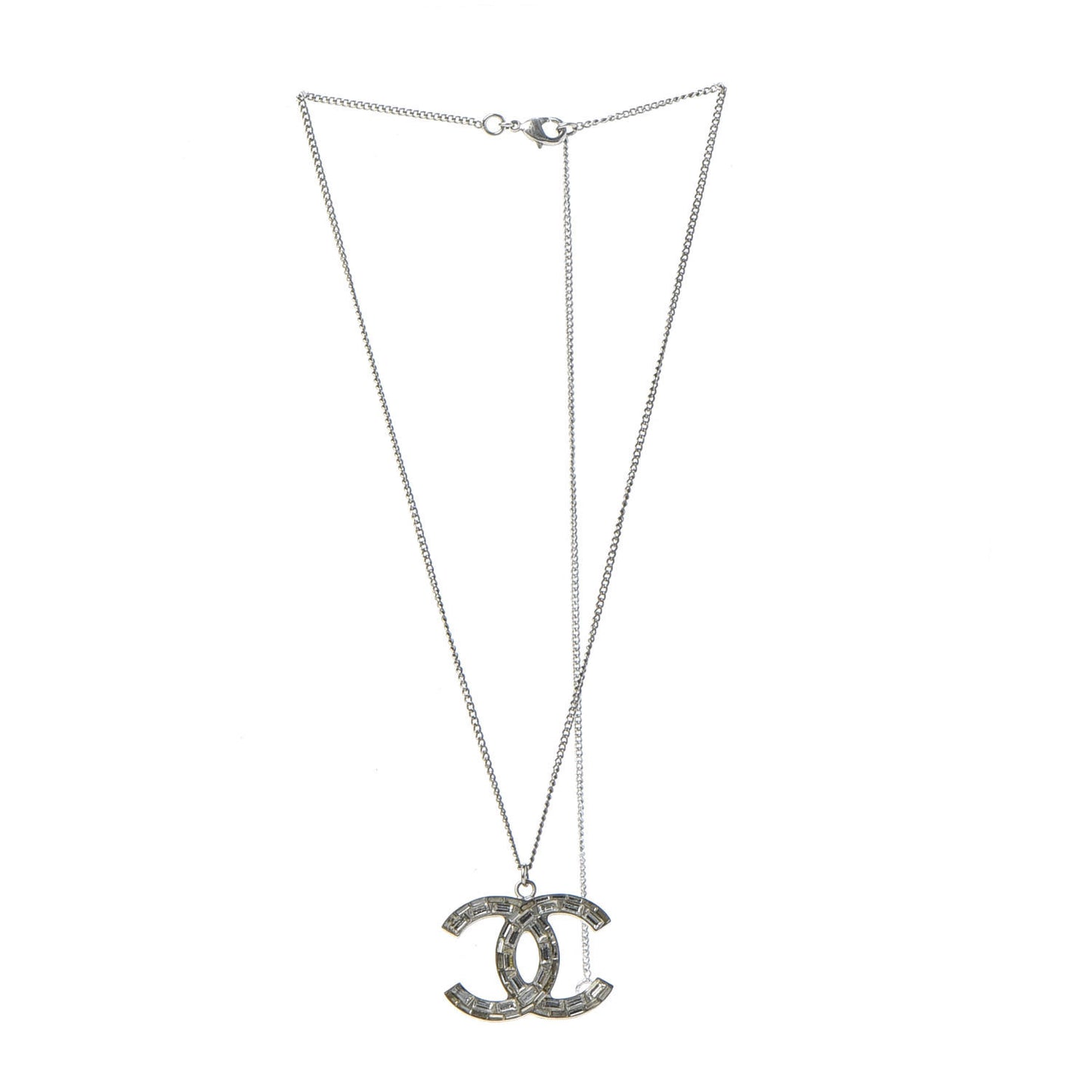 Baguette Crystal CC Necklace Silver