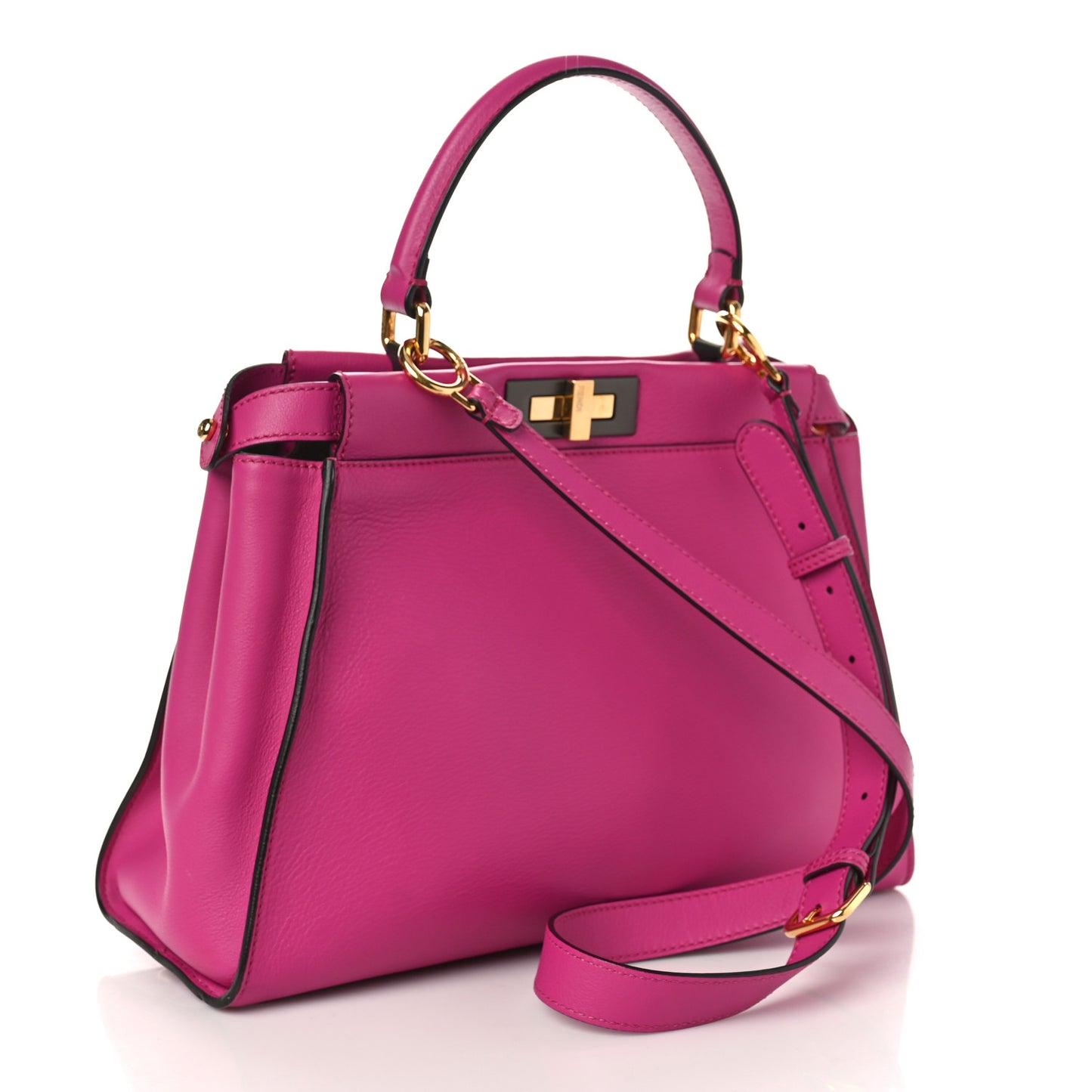 Vitello Seta Medium Peekaboo Iconic Satchel Magenta