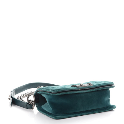 Chanel Velvet Quilted Small Boy Flap Turquoise 4 of 9