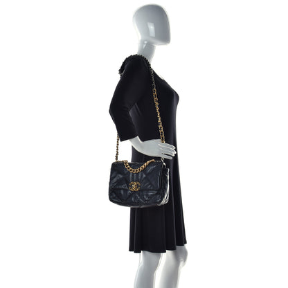 Chanel Shiny Goatskin Quilted Medium Chanel 19 Flap Black 2 of 9