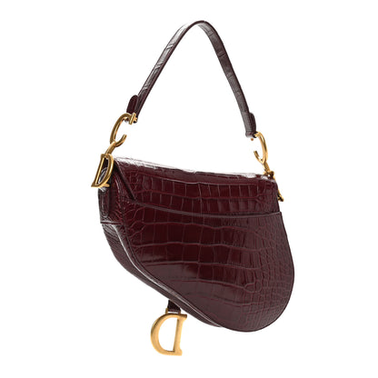 Christian Dior Shiny Alligator Saddle Bag Amaranthe 3 of 9