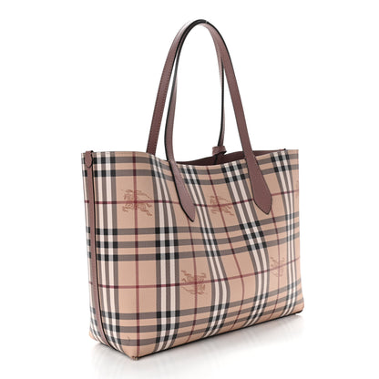 Burberry Grainy Calfskin Haymarket Check Medium Reversible Tote Light Elderberry 5 of 18