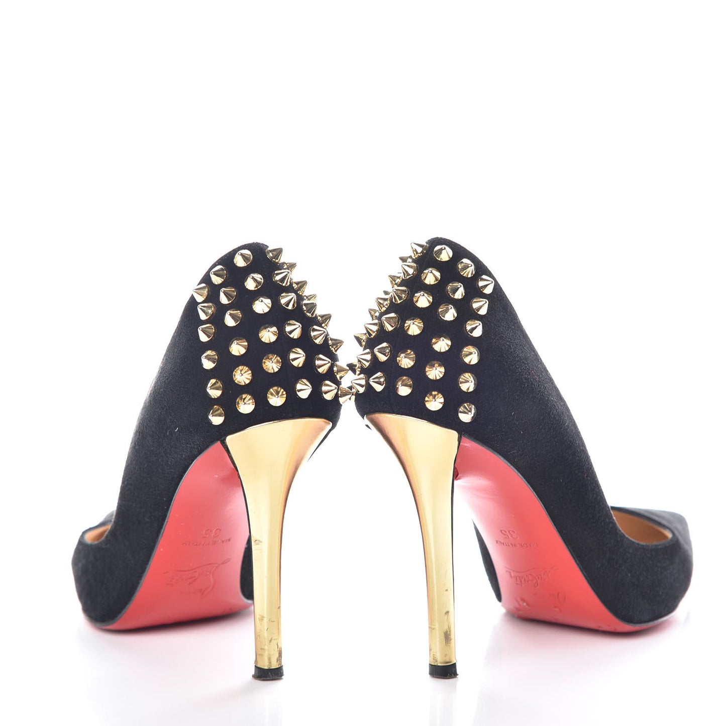 Suede Spiked Zappa 100 Pumps 35 Black Gold