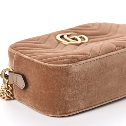 Gucci Velvet Matelasse Small GG Marmont Chain Shoulder Bag Taupe 10 of 10