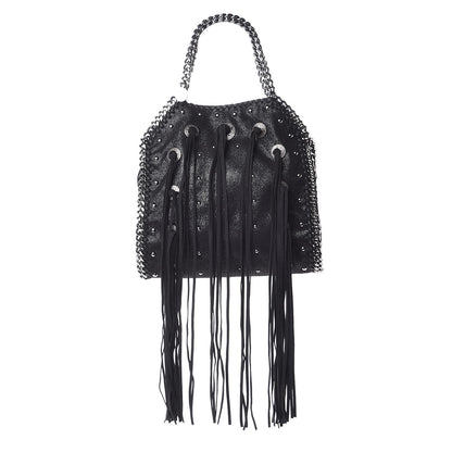 Stella McCartney Shaggy Deer Studded Fringe Mini Falabella Tote Black 1 of 8