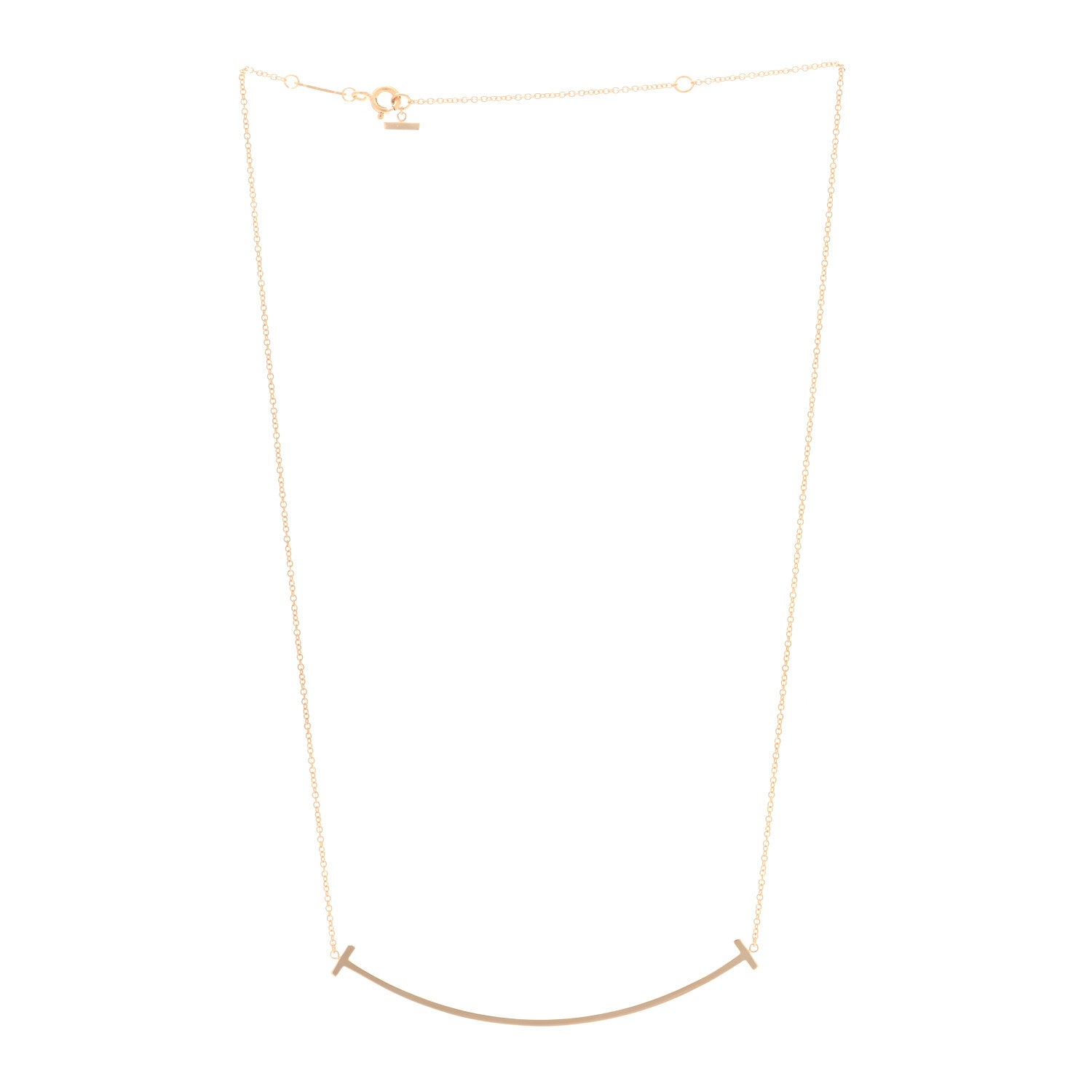 Tiffany 18K Rose Gold Large T Smile Pendant Necklace 2 of 5