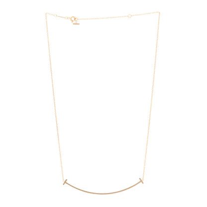 Tiffany 18K Rose Gold Large T Smile Pendant Necklace 2 of 5