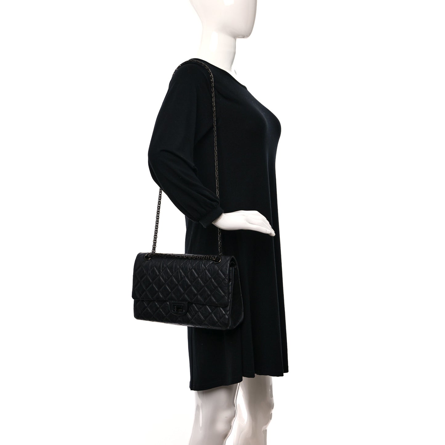 Aged Calfskin Quilted 2.55 Reissue 226 Flap So Black