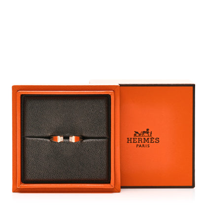 Hermes 18K Rose Gold Diamond PM Clou de Forge Ring 53 6.5 5 of 5