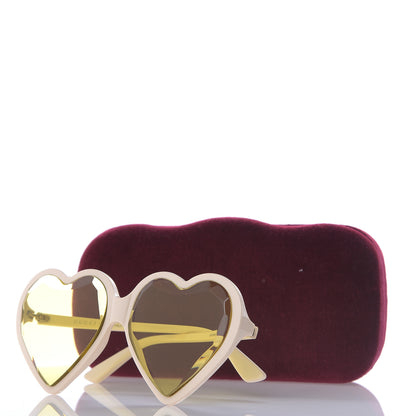 Gucci Hollywood Forever Heart Sunglasses GG0360S White Yellow 8 of 8