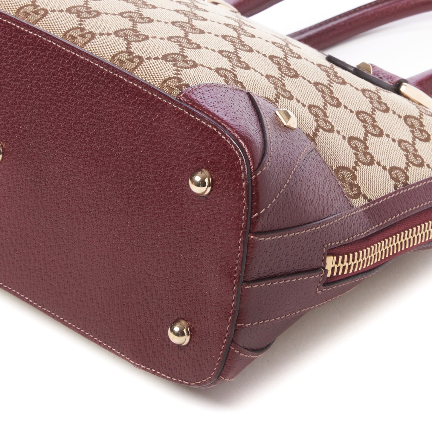 FF Monogram Medium Horsebit Nail Dome Bag Burgundy
