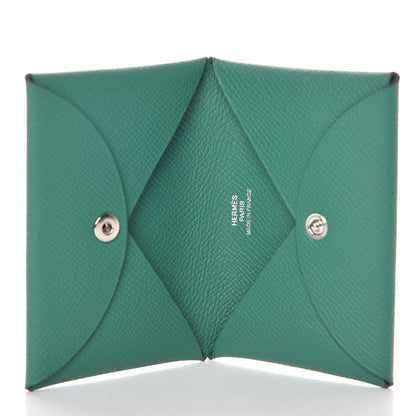 Hermes Epsom Calvi Card Case Vert Vertigo 5 of 8