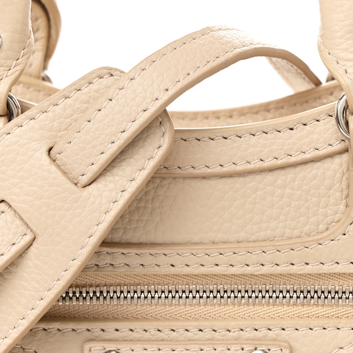 Grained Calfskin Neo Classic Silver Hardware Mini City Cream