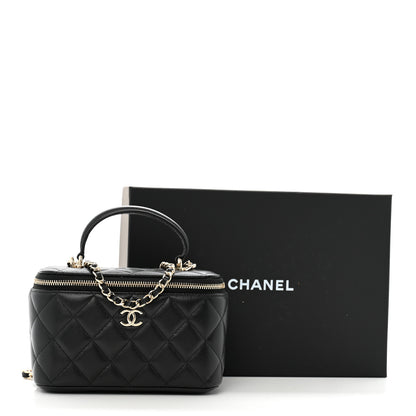 Chanel Lambskin Quilted Small Top Handle Vanity Case With Chain Black 11 of 11
