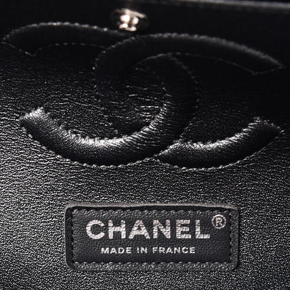 Chanel Iridescent Caviar Chevron Quilted Medium Double Flap Black 7 of 9