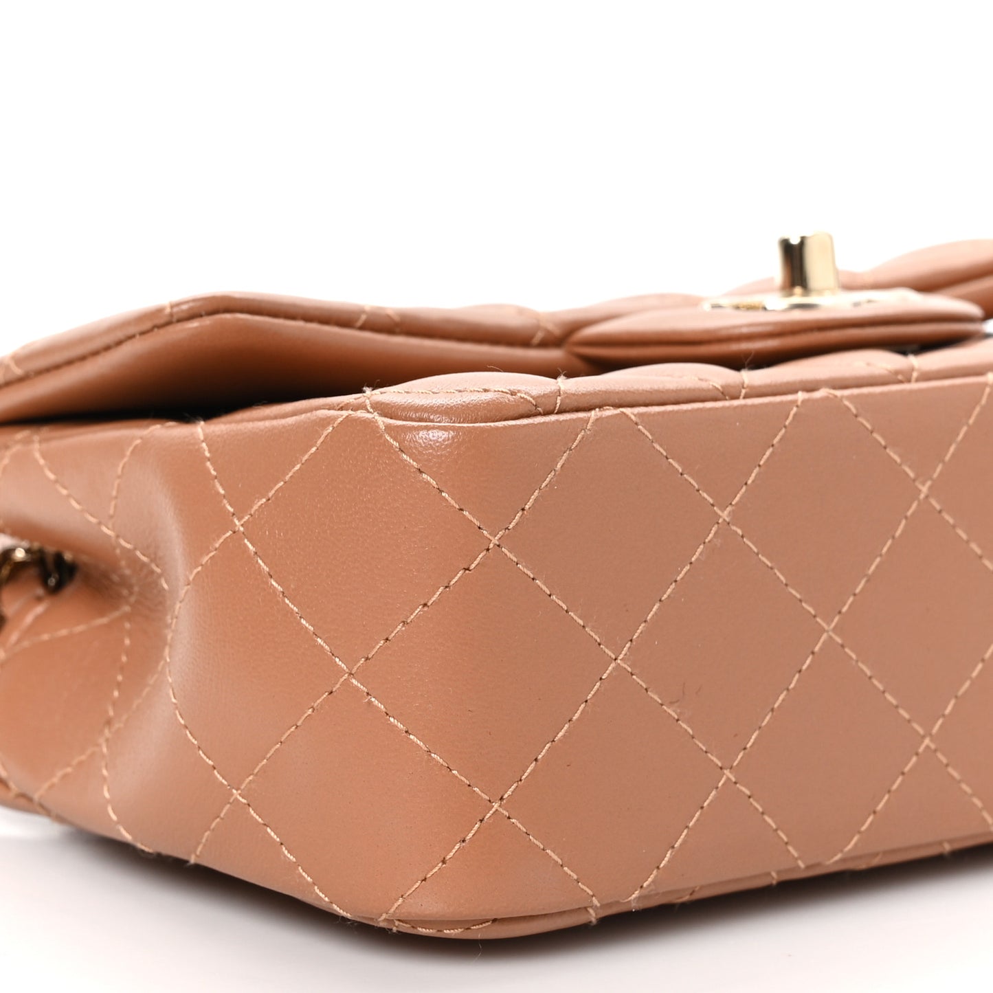 Lambskin Quilted Mini Rectangular Flap Brown