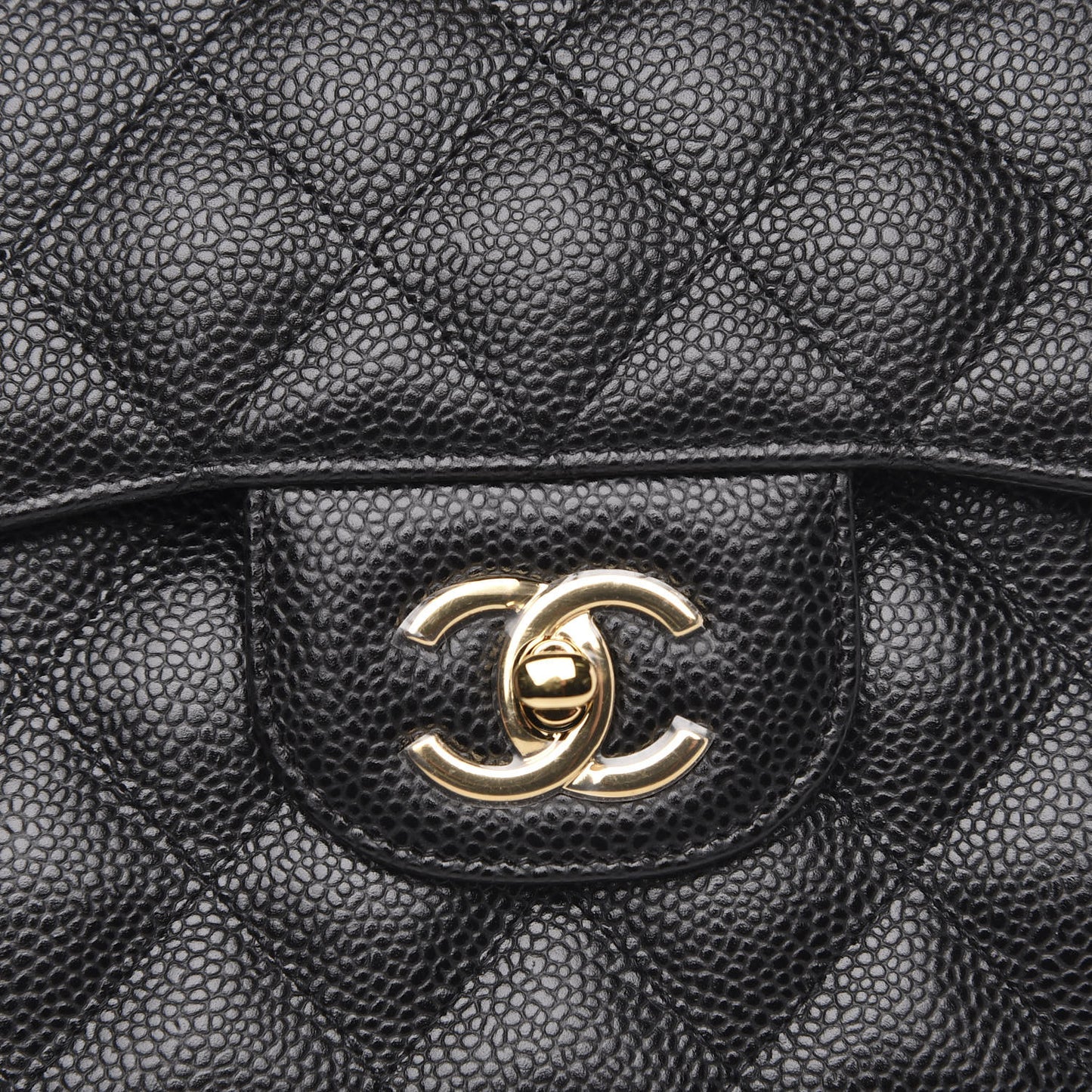 Caviar Quilted Jumbo Double Flap Black