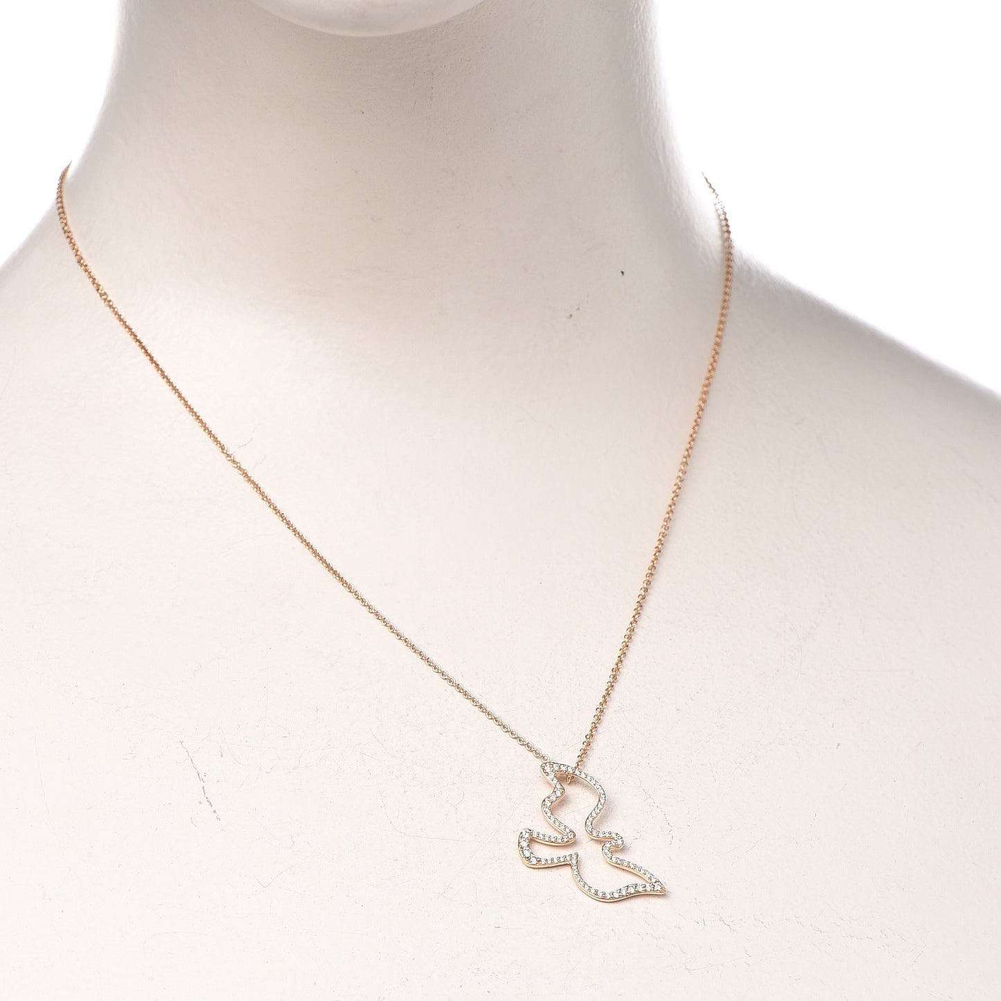 18K Rose Gold Diamond Paloma's Dove Pendant Necklace