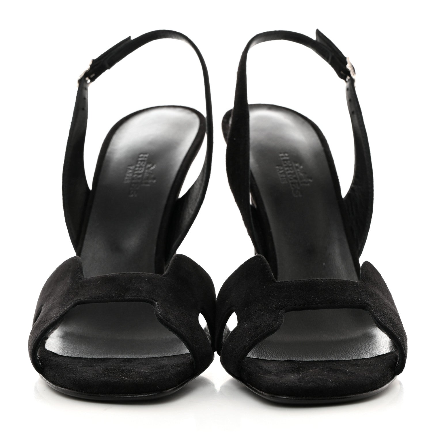 Hermes Suede Goatskin Heden 80 Sandals 38 Black 2 of 9