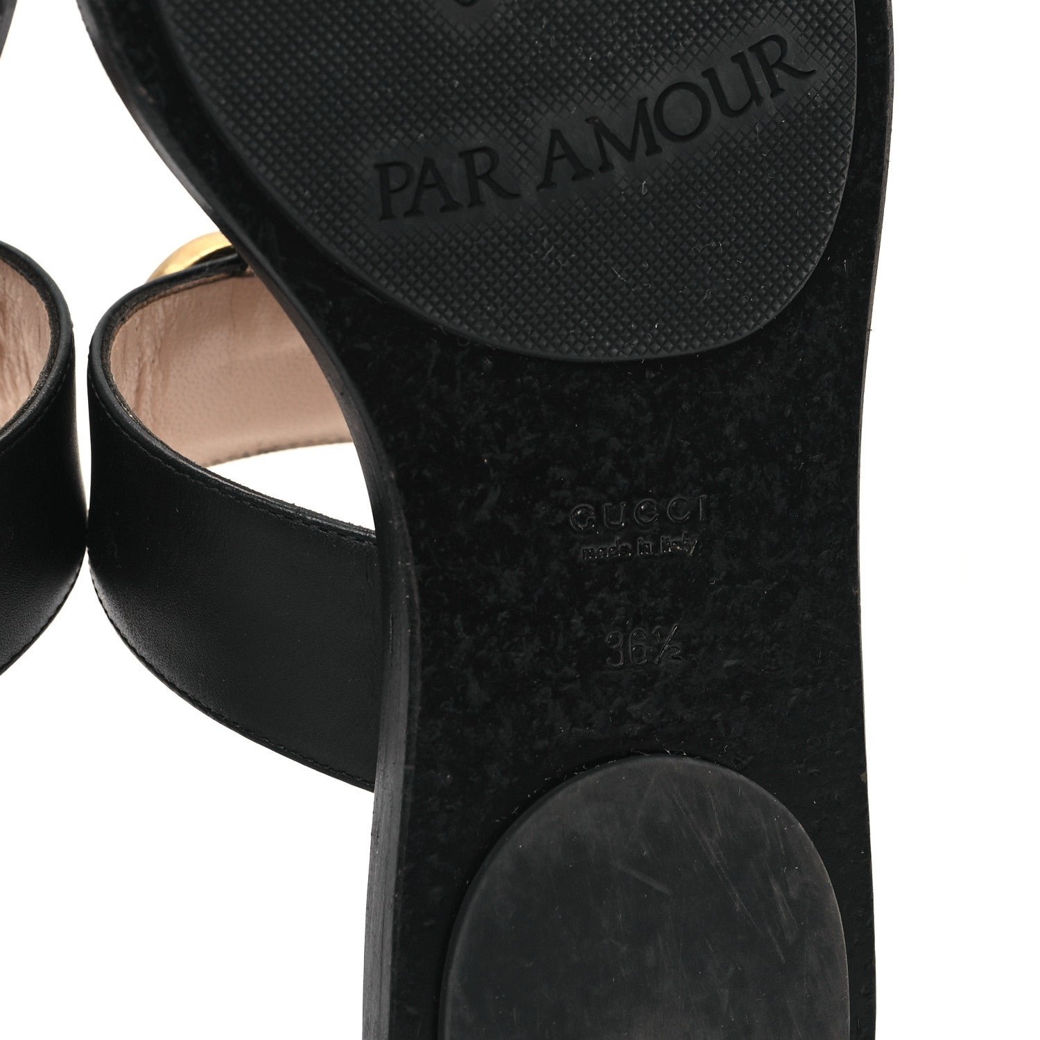 Gucci Calfskin GG Marmont Thong Sandals 36.5 Black 6 of 9