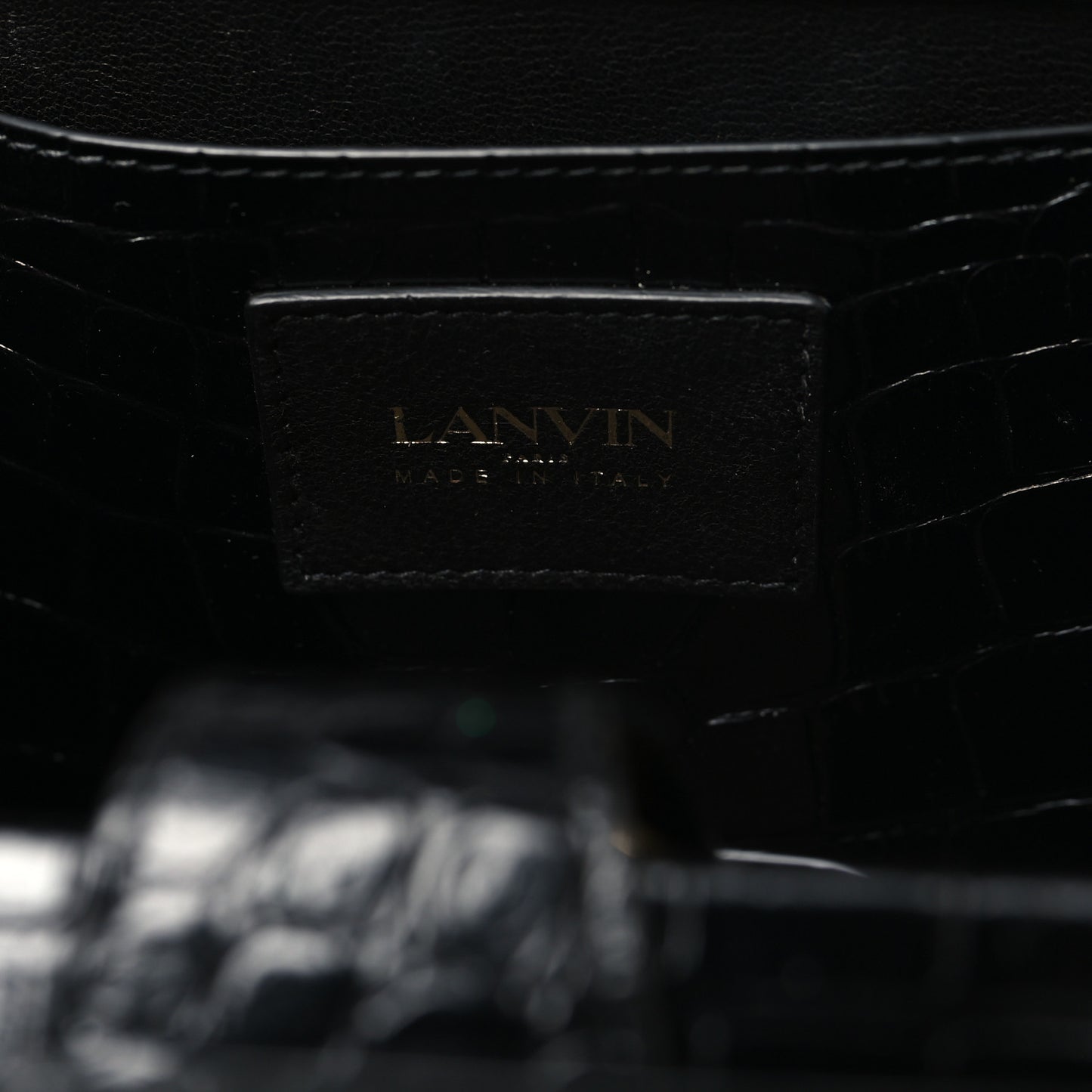 Calfskin Crocodile Embossed Bento Bag Black