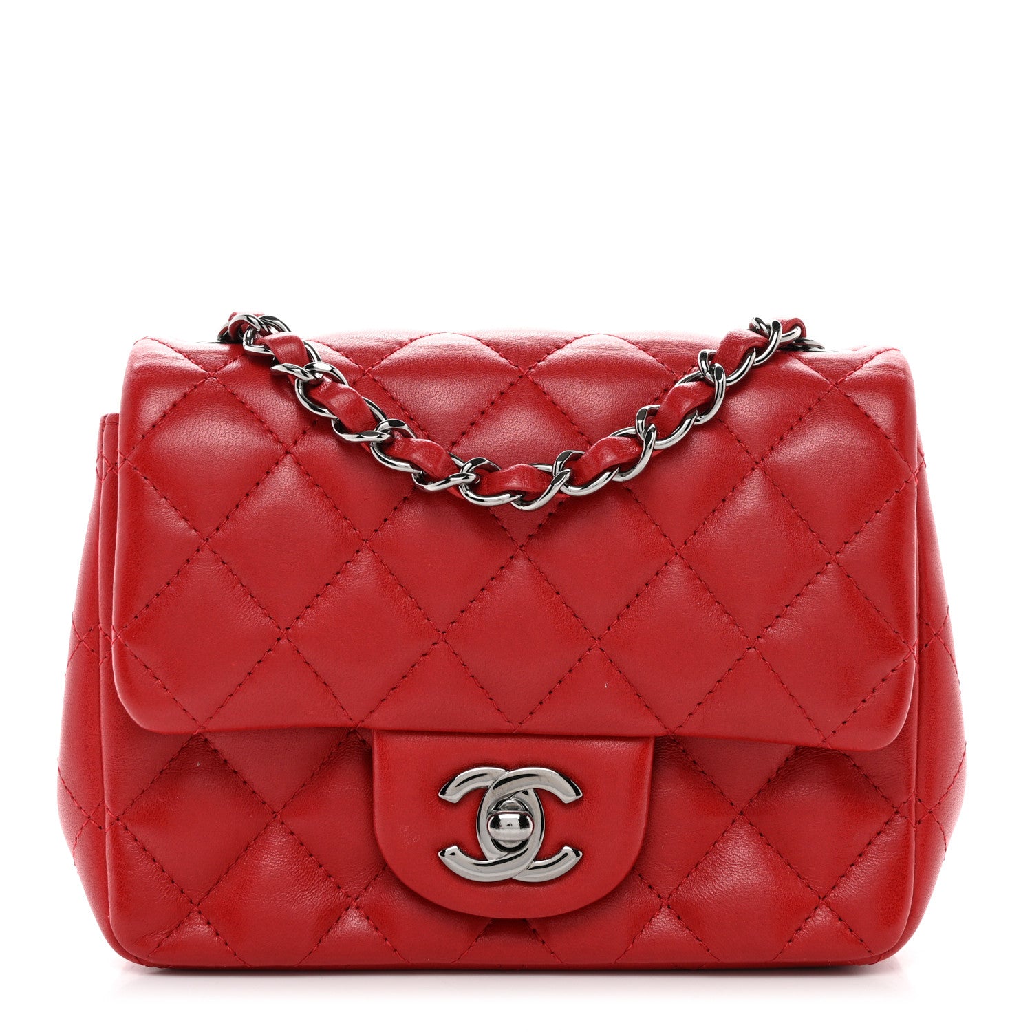 Chanel Lambskin Quilted Mini Square Flap Red 1 of 10