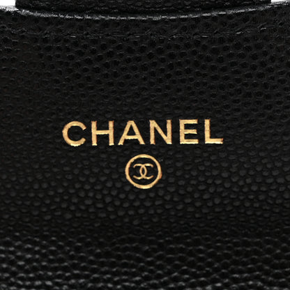 Chanel Caviar Quilted Flap Card Holder Chain Wristlet Black 6 of 10