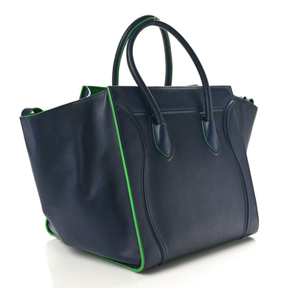 Celine Smooth Calfskin Medium Phantom Luggage Navy Blue Green 2 of 10