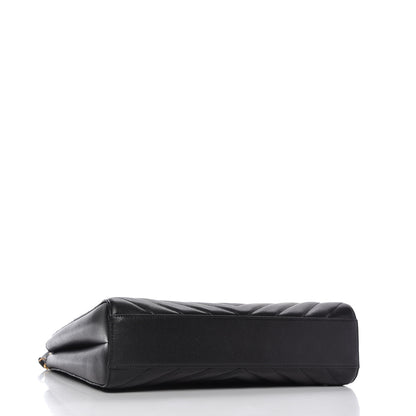 Saint Laurent Grain De Poudre Matelasse Chevron Medium Tribeca Shopping Bag Black 4 of 11