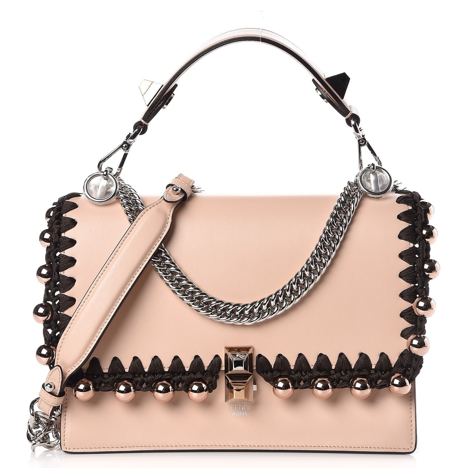 Fendi Vitello Liberty Ribbon Pearl Lace Up Kan I Shoulder Bag Plaster 1 of 7