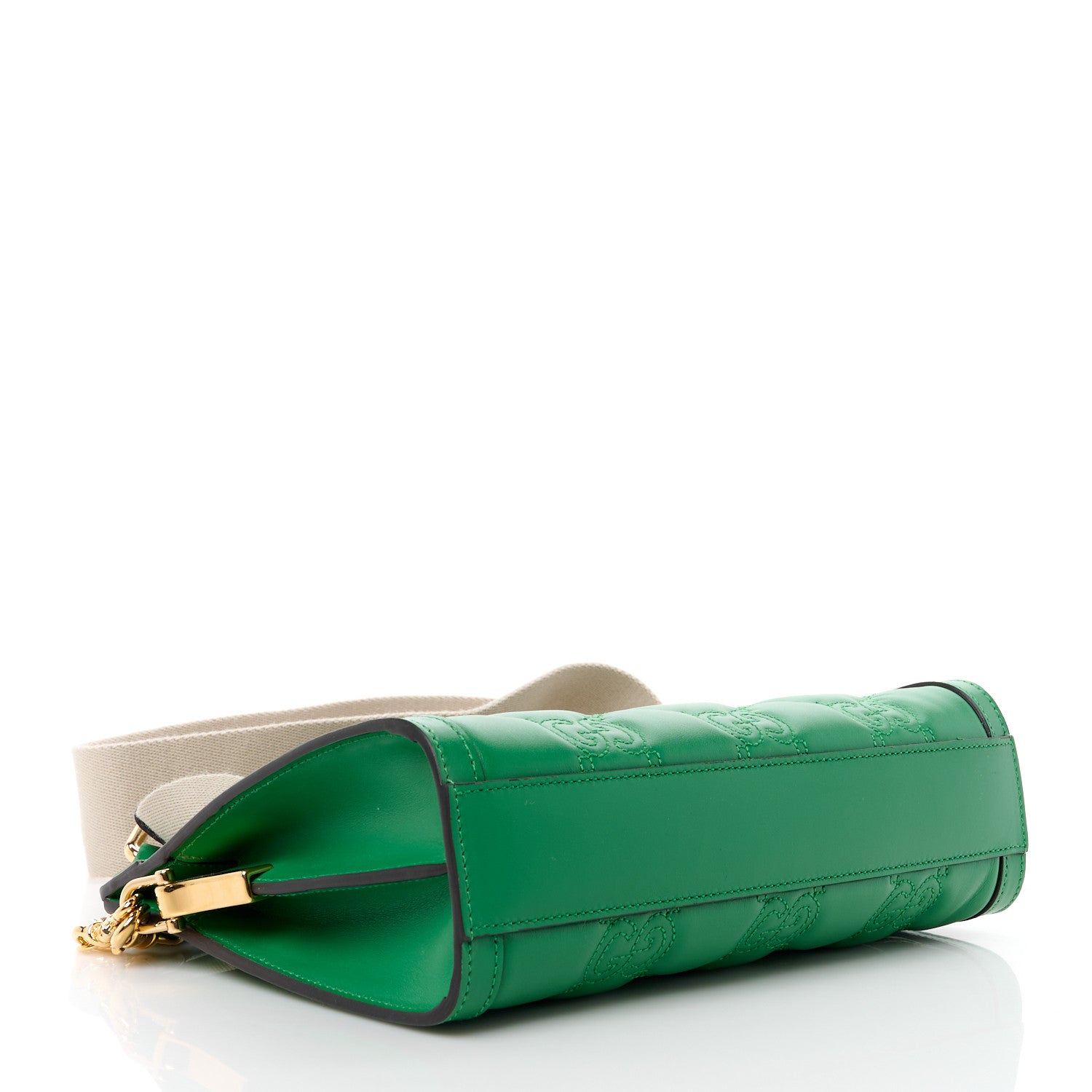 Gucci Calfskin GG Matelasse Small Slim Chain Shoulder Bag Spring Green Natural 4 of 12