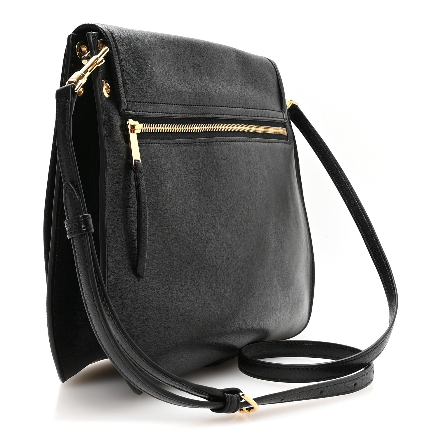 Celine Shiny Lambskin Soft Triomphe Besace Bag Black 3 of 11