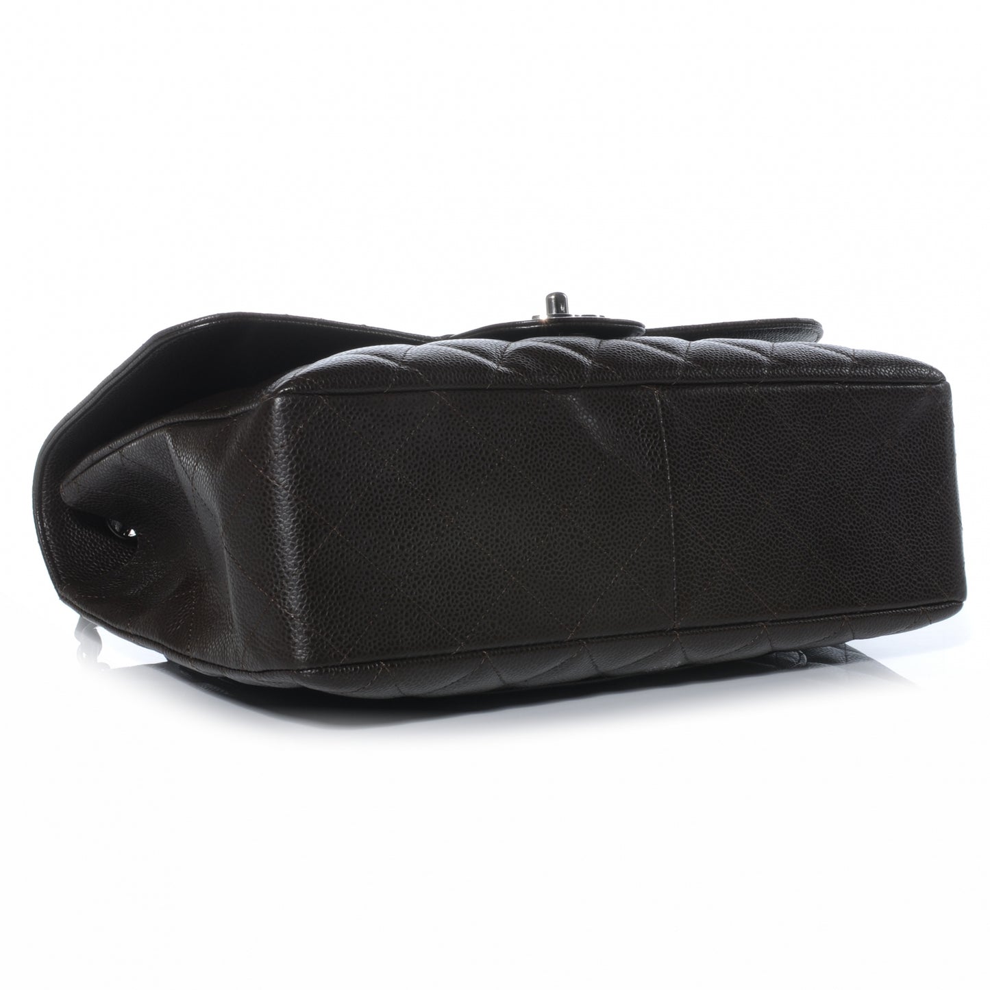 Caviar Quilted Jumbo Single Flap Dark Brown